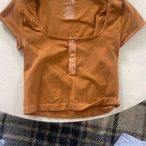 Women's Free people Orange Button-Down Top Barley Used